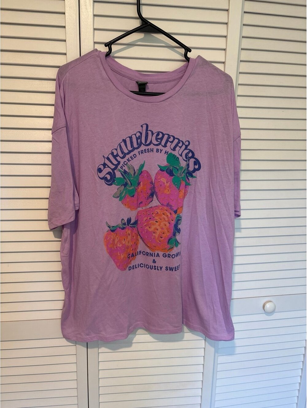 Wild fable light purple strawberry graphic oversized T-shirt, size large